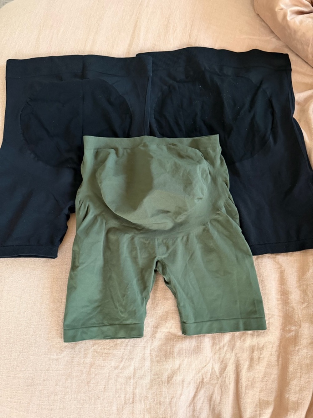 Bundle of maternity, bike shorts - Black & Olive